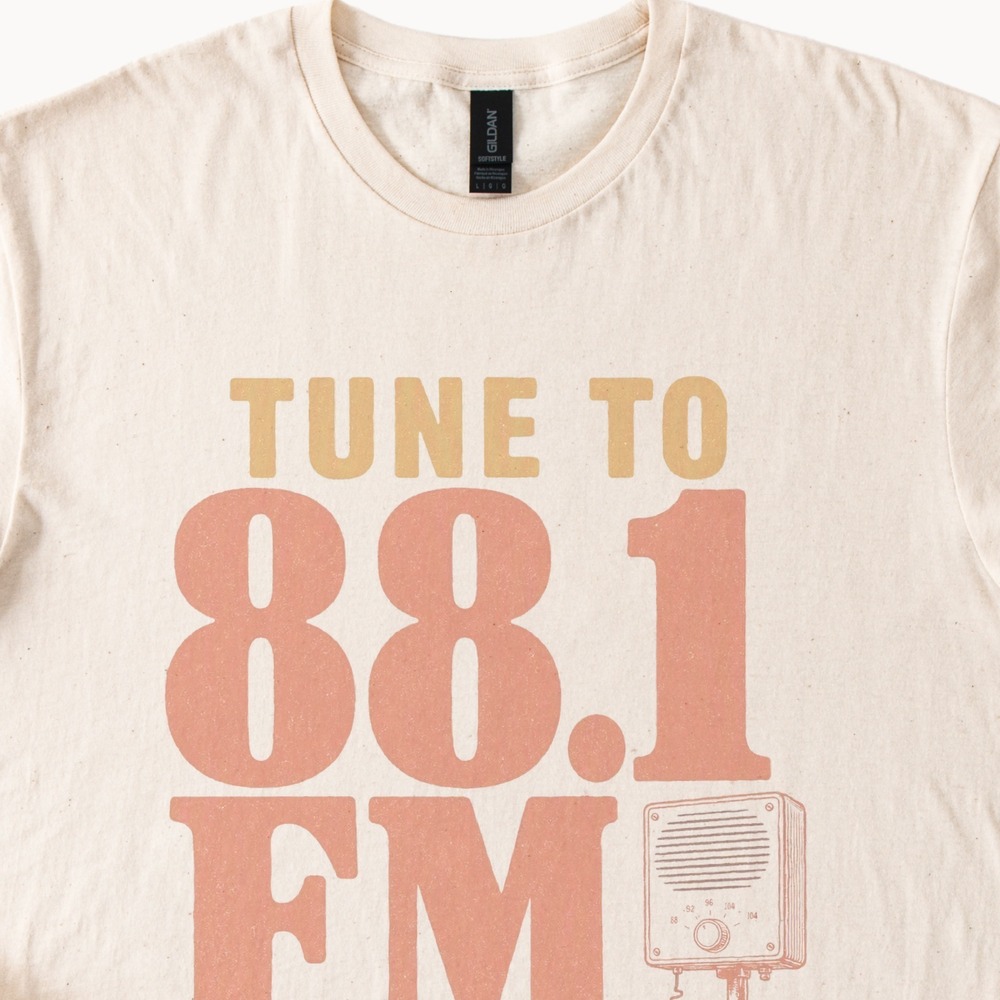 Tune to 88.1 FM Vintage Style Screen Print Shirt